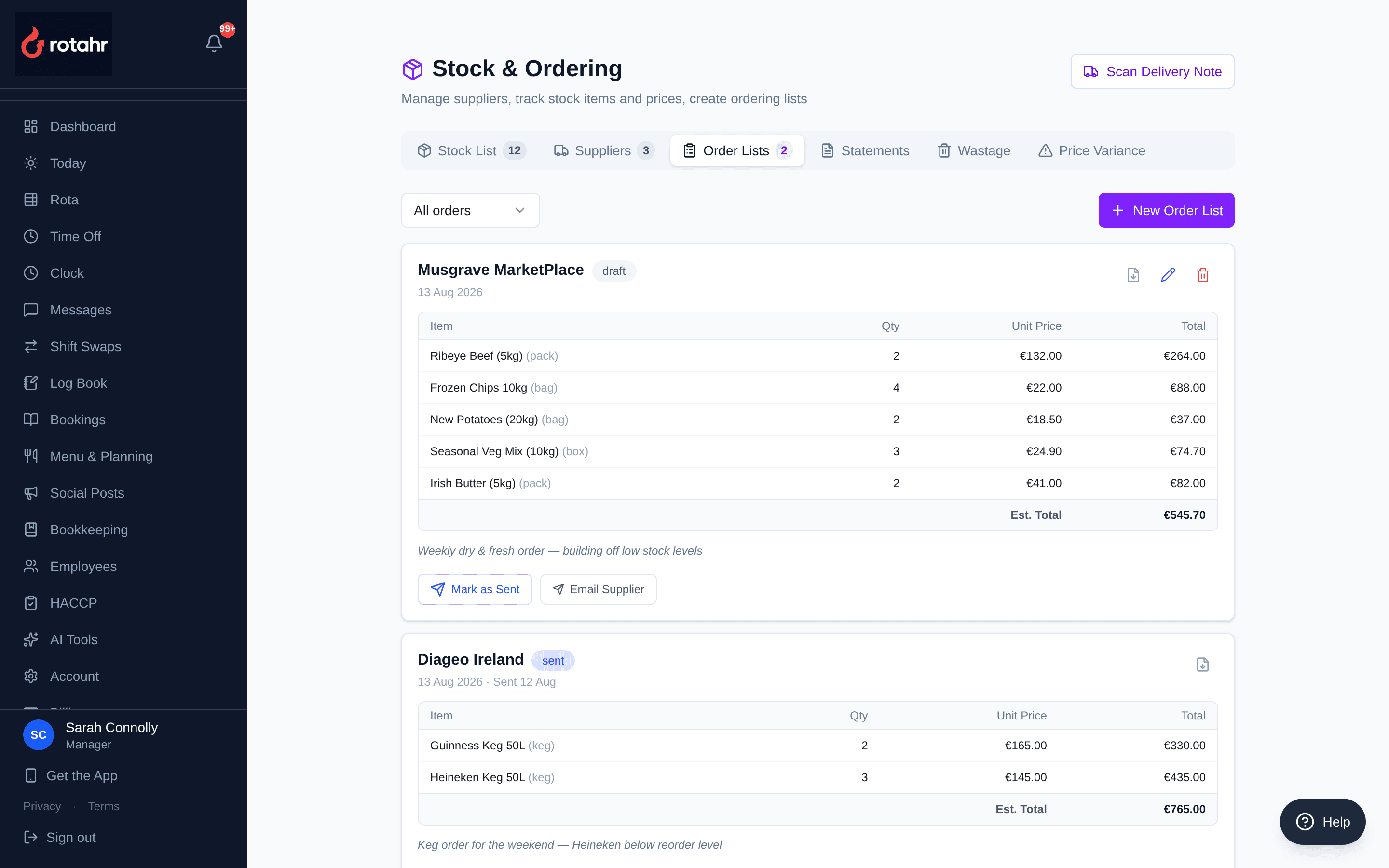 Rotahr — Supplier purchase orders